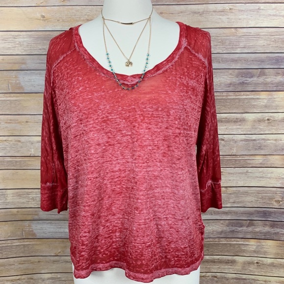 Threads 4 Thought Tops - Threads for Thought Top Distressed 3/4 Sleeve Tee